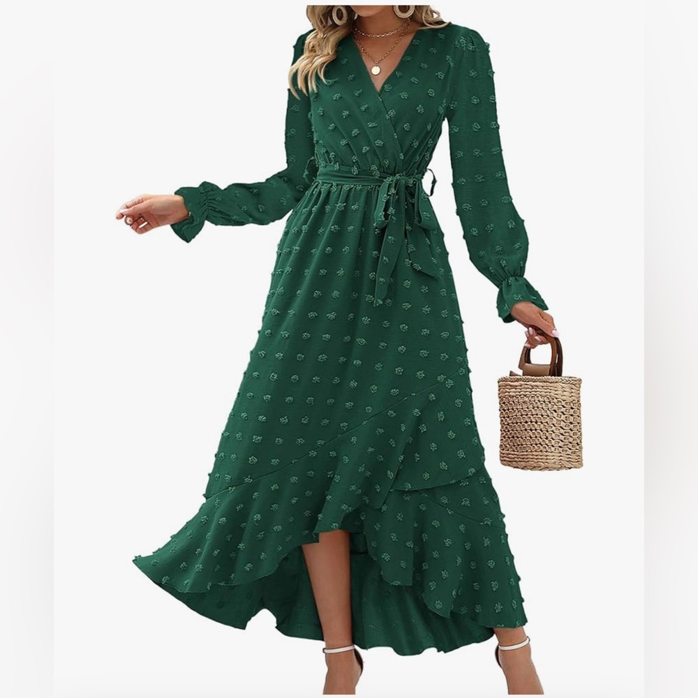Chic Forest Green Long Sleeve Dress